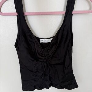 Astr Black Ruched Front Tank